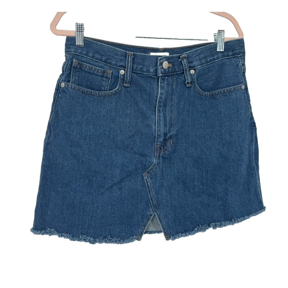 Madewell Rigid Denim A-Line Raw Hem Jean Skirt Western Festival Mini country 30
